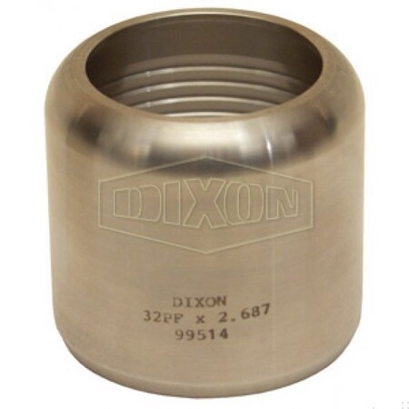 Dixon 40PFX Internal Expansion Sanitary Style Flow Chief Ferrule, 2-1/2 in Nominal, 304 SS, Domestic 40PFX3.187